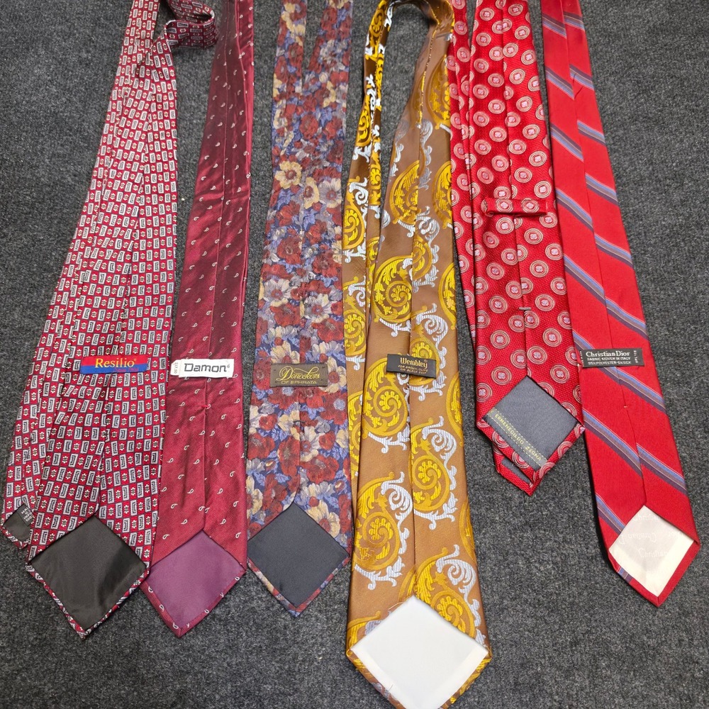 Vintage Designer Tie Lot 6pc Christian Dior Zegna Wembley Silk Blend Mixed Tie